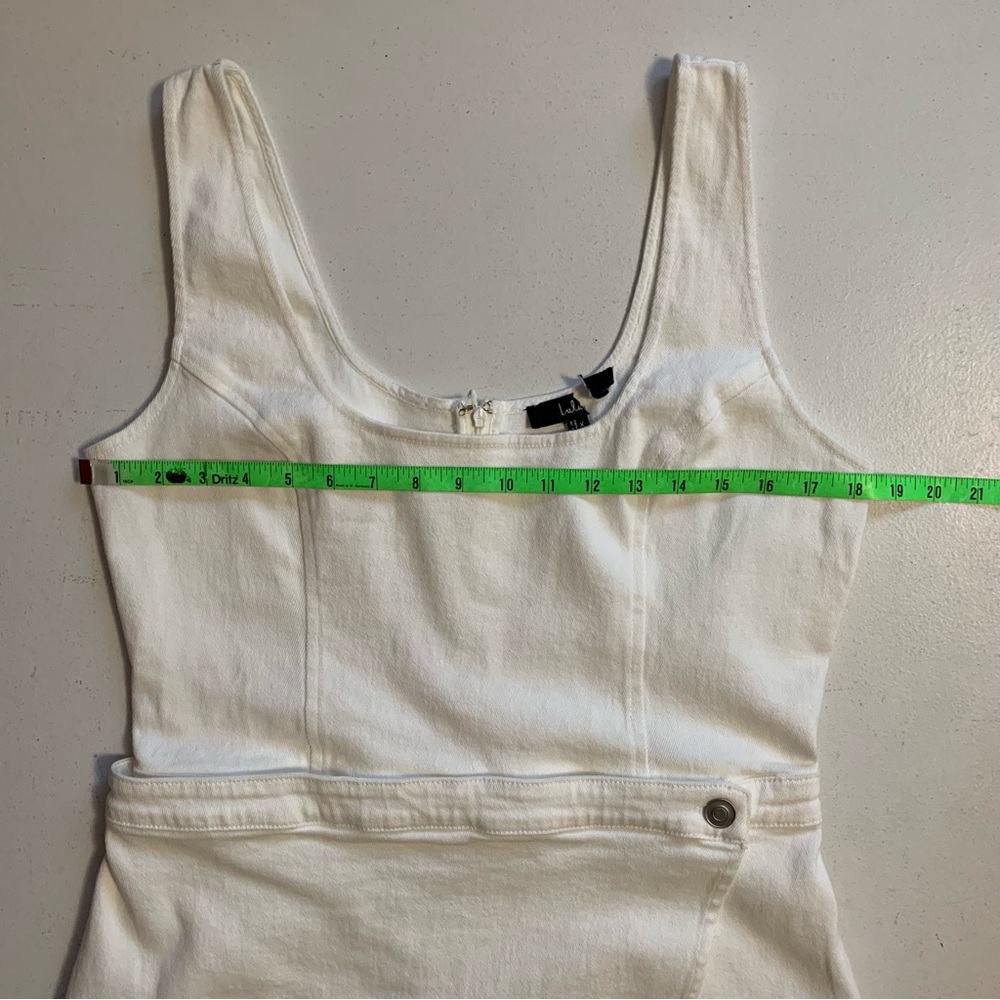 Lulus XL Merima White Denim Wrap Mini Dress NWOT Summer Vacation Casual - Picture 14 of 17
